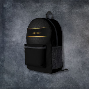 Schwarz-Gold-Carbon-Muster Modernes Monogramm Bedruckter Rucksack