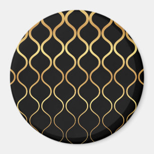 Schwarz, Gold, cool, trendig, abstraktes Retro-Des Magnet