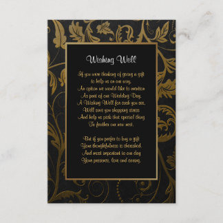 Schwarz-Gold-Damaskus-Hochzeit - Gut wünschen Begleitkarte