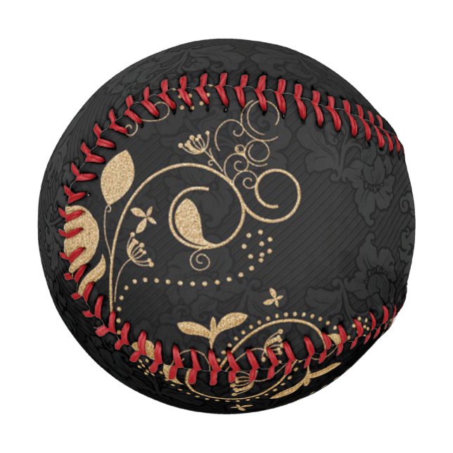 Schwarz-Gold-Dekorationsmuster Baseball (Vorderseite Links)