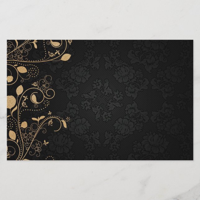 Schwarz-Gold-Dekorationsmuster Briefpapier (Vorderseite)