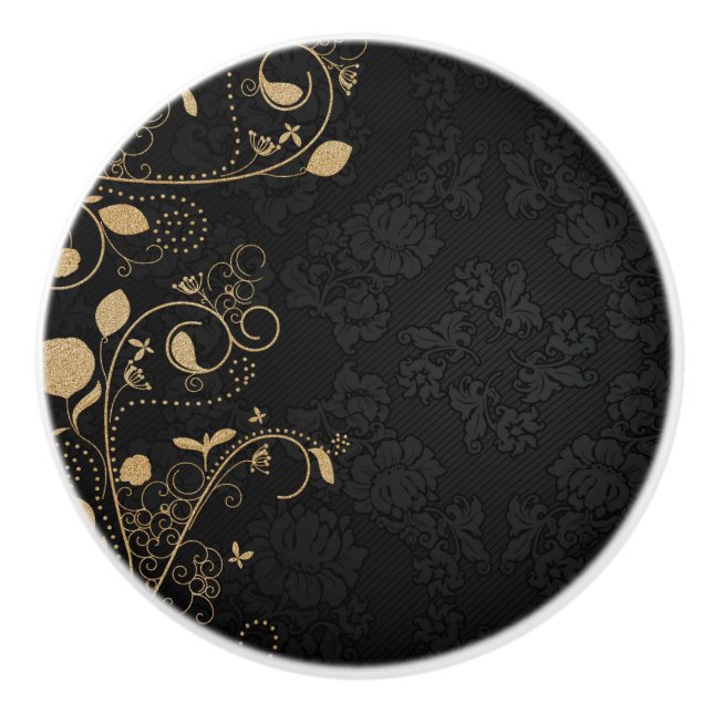 Schwarz-Gold-Dekorationsmuster Keramikknauf (Vorderseite)
