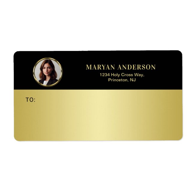 Schwarz-Gold-Design, Logo oder Foto im goldenen Kr (Vorne)