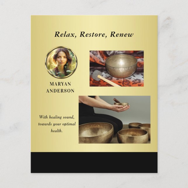 Schwarz-gold Design, Logo oder Foto im goldenen Kr Flyer (Vorne)