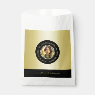 Schwarz-Gold-Design, Logo oder Foto im goldenen Kr Geschenktütchen