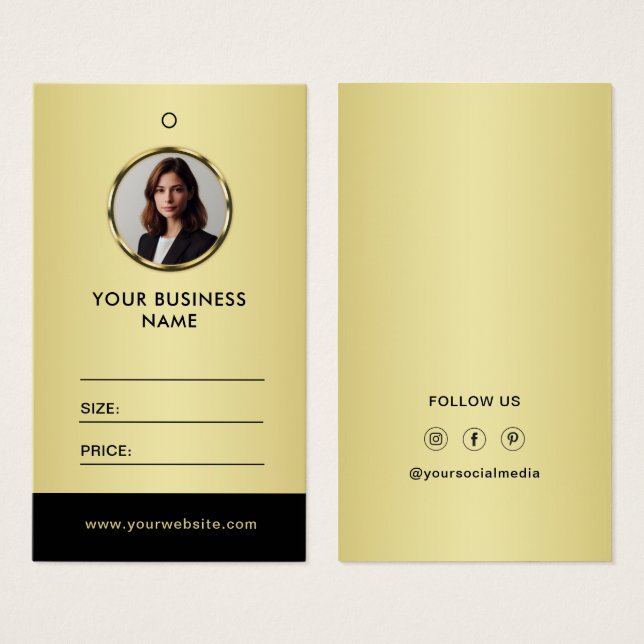Schwarz-gold Design, Logo oder Foto, Preisschilder (Vorne & Hinten)