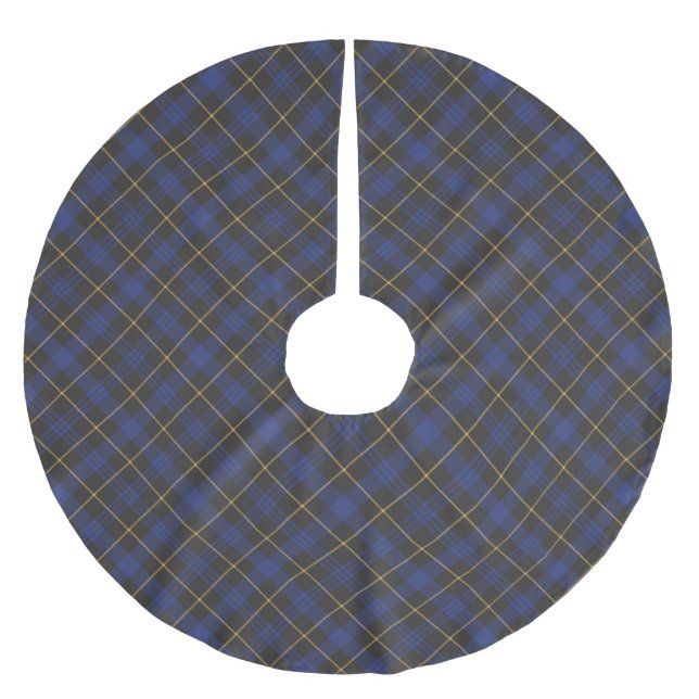 Schwarz-Gold-Diagonal-kariertes Muster im Bauernho Polyester Weihnachtsbaumdecke (Vorderseite)