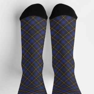 Schwarz-Gold-Diagonal-kariertes Muster im Bauernho Socken