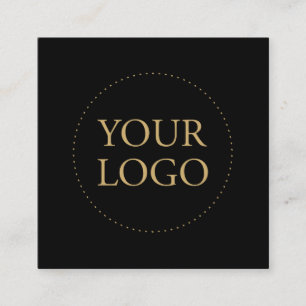 Schwarz & Gold   Einfaches Logo & Soziale Medien  Quadratische Visitenkarte