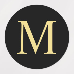 Schwarz-Gold-Elegant-Monogramm Etiketten
