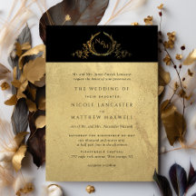 Schwarz-Gold-Elegant-Monogramm-Hochzeit