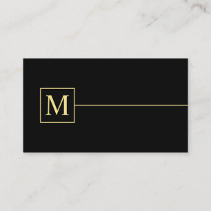 Schwarz-Gold-Elegant-Monogramm Visitenkarte