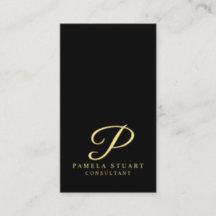 Schwarz-Gold-Elegant-Monogramm Visitenkarte