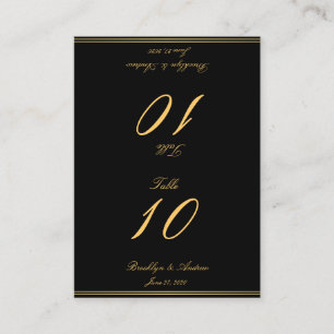 Schwarz-Gold-elegante Hochzeitskarten für die Tisc Platzkarte