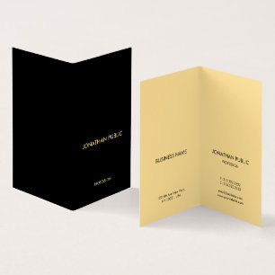 Schwarz & Gold Elegante Moderne, einfach geklappt Visitenkarten
