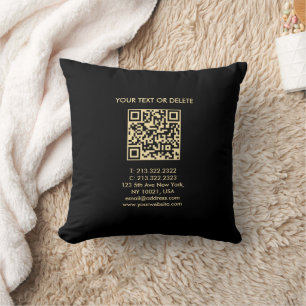Schwarz-Gold-Elegante moderne Vorlage QR-Code Kissen