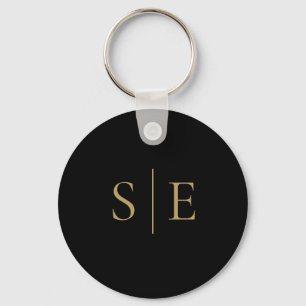 Schwarz-Gold-elegante Monogramm Minimalistisch Schlüsselanhänger
