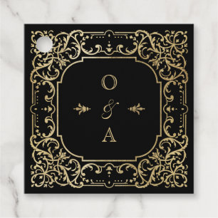 Schwarz & Gold elegante romantische Hochzeit Geschenkanhänger