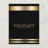 Schwarz & Gold Elegante Verlobung Save the Date