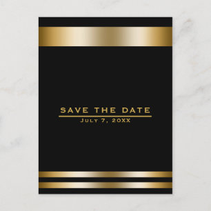 Schwarz & Gold Elegante Verlobung Save the Date Postkarte