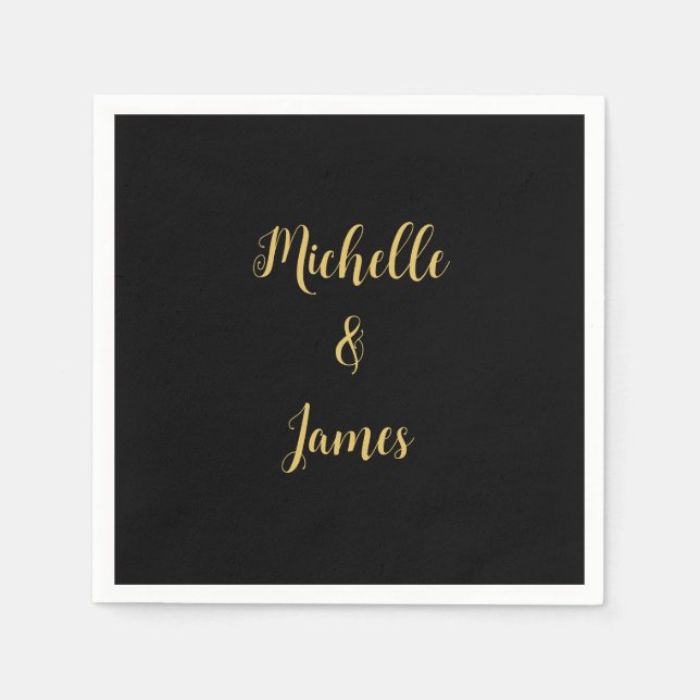 Schwarz-Gold-Farben Beruflich trendy Moderne Serviette (Vorderseite)