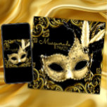 Schwarz-Gold Federn Masquerade Party Einladung<br><div class="desc">Schwarz-Gold Maskerade Party Einladung mit eleganter Schwarz-Gold Federmaske auf einem schönen schwarz-goldenen Hintergrund. Diese elegante Party Einladung aus schwarz und goldfarbenem Maskerade lässt sich leicht an Ihre Veranstaltung anpassen, indem Sie Ihre Veranstaltungsdetails, den Schriftart, die Größe und Farbe des Schriftartes und den Wortlaut hinzufügen. Sie können auch die Hintergrundfarbe ändern....</div>