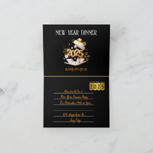 Schwarz-Gold-Feierliche Neujahrsveranstaltung - Pa Feiertagskarte