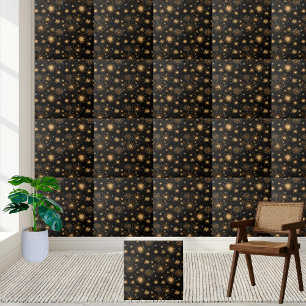 Schwarz-Gold-Fireworks-Tile Fliese