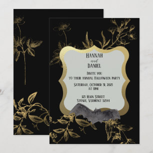 Schwarz & Gold Fledermaus Elegante Halloween-Part Einladung
