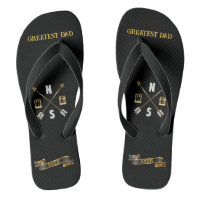 Schwarz-Gold-Flip-Flops des Vaters-Tages