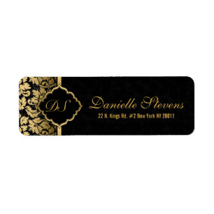 Schwarz-Gold-Floral-DamaskusMuster-Label