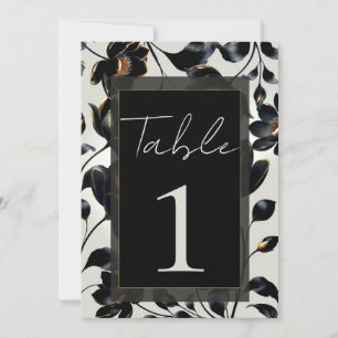 Schwarz & Gold Florales Beiges Hochzeitstischschil Einladung