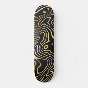 Schwarz-Gold-Flüssigkeits-wirbeln Skateboard