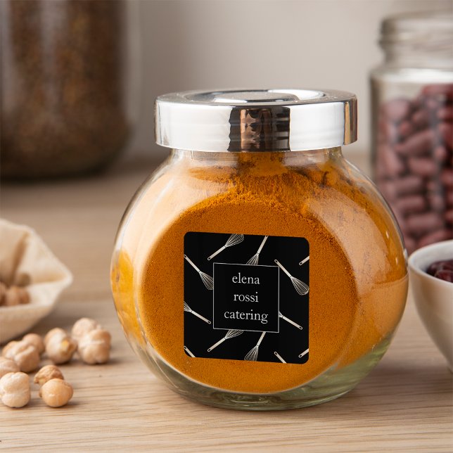 Schwarz-Gold-Flüsterkatalog | Koch Caterer Baker Quadratischer Aufkleber (Von Creator hochgeladen)