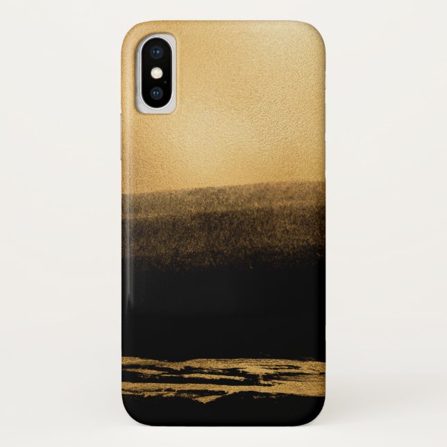 Schwarz-Gold-Foil-Pinselstriche Case-Mate iPhone Hülle (Rückseite)