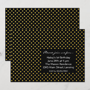 Schwarz-Gold-Foil-Punkte Einladung