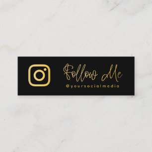 Schwarz-Gold-Folgen Sie Social-Media-QR-Code Mini Visitenkarte
