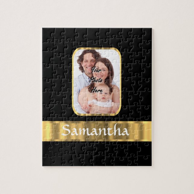 Schwarz-Gold-Fotovorlage Puzzle (Vertikal)