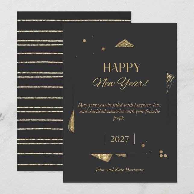 Schwarz & Gold Frohes neues Jahr  (Vorne/Hinten)