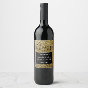 Schwarz-Gold-Gastgeschenk Hochzeit Weinetikett
