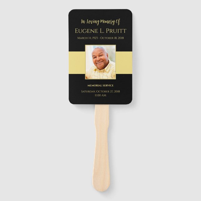 Schwarz-Gold-Gedächtnislüfter Fächer (Vorderseite)