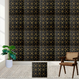 Schwarz-Gold-Geometrie Fliese