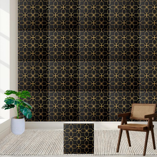 Schwarz-Gold-Geometrie Fliese (Black and Gold Geometric Tile)