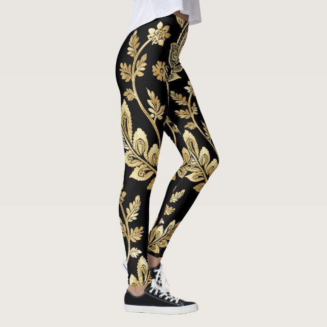 Schwarz-Gold-Geometrie Leggings (Rechts)