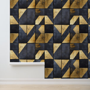Schwarz-Gold-Geometrie Tapete
