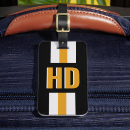 Schwarz-gold gestreifter Shadow Monogram Urlaub Gepäckanhänger