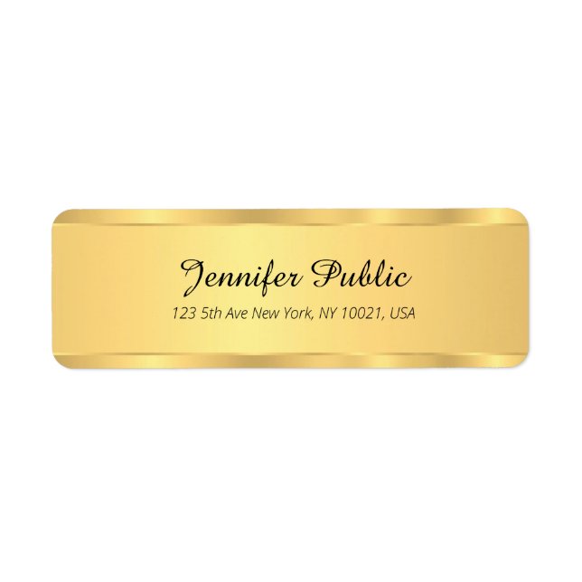 Schwarz & Gold Glam Template Elegante Rücksendeadr (Vorne)