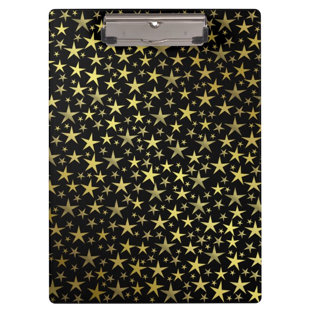 schwarz+gold, glänzend, hell, Stern, Farbe, Dekora Klemmbrett (Vorderseite)