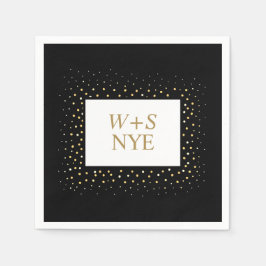 Schwarz-Gold-Glitzer-Design - Neujahrssehen Serviette