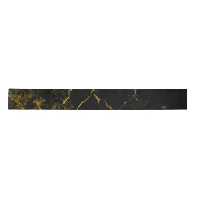 Schwarz-Gold-Glitzer-Marmor  Satinband (Vorderseite)